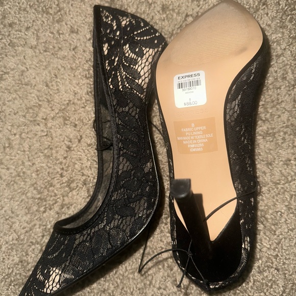 Express Black Lace Heels - Picture 1 of 2